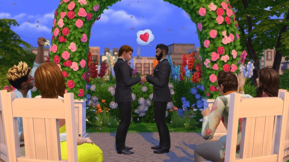 The Sims 4 cheats - two lovely grooms get married