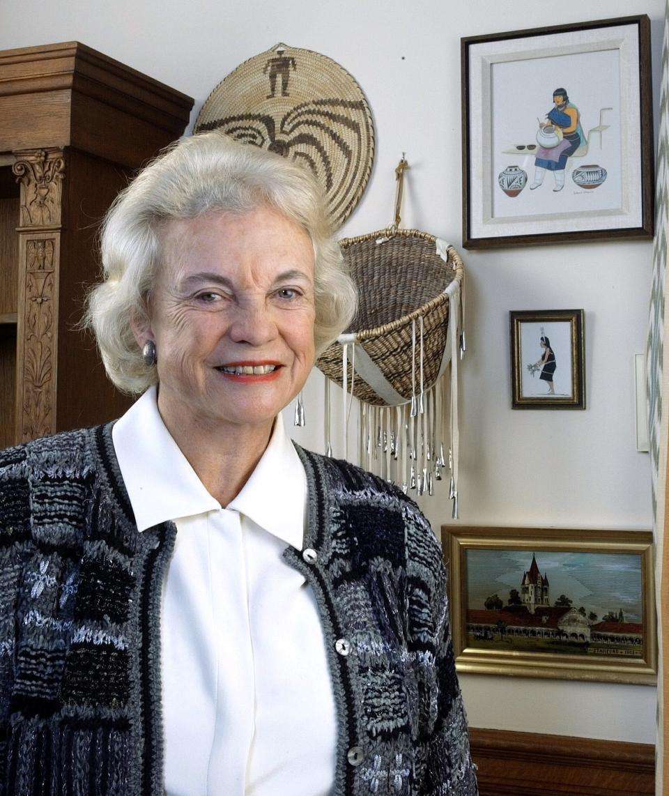 Supreme Court Justice Sandra Day O'Connor in her chambers at the Supreme Court on Jan. 16, 2002.