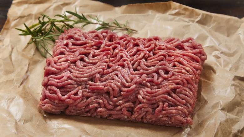 Ground beef on butcher paper