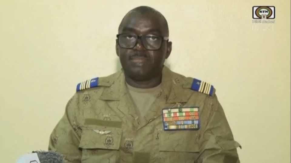 Colonel Major Amadou Abdramane accused France on Monday of seeking to "intervene militarily" in the coup, as tensions mount with Niger's former colonial power.   - ORTN/Télé Sahel/AFP/Getty Images