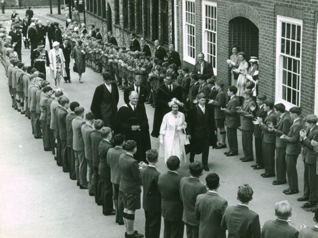 The Argus: Queen Elizabeth II walking Brighton College's grounds