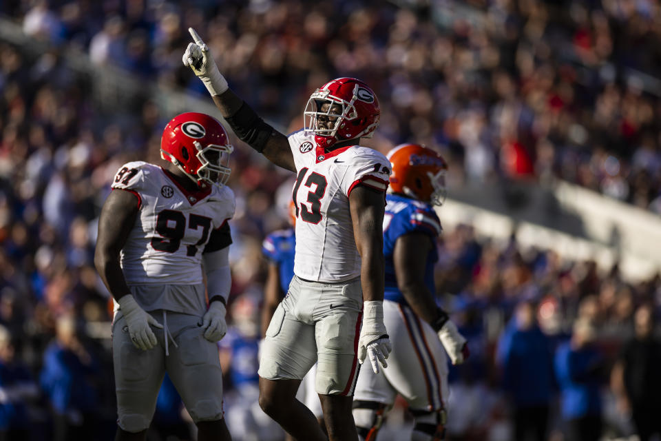 Georgia's Mykel Williams is the top 2025 NFL Draft prospect at this way-too-early stage. (Photo by James Gilbert/Getty Images)