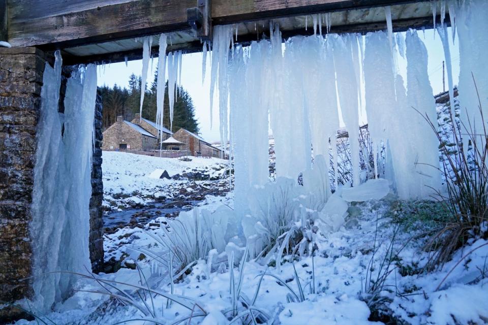 After temperatures fell to -13C in central Scotland, forcasters are predicting freezing conditions and snow will continue for much of Britain this week (PA)