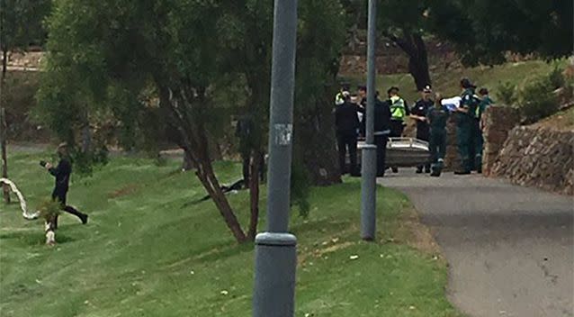 South Australia Police has cordoned off the area as it investigates. Photo: Fraser Goldsworthy/7 News