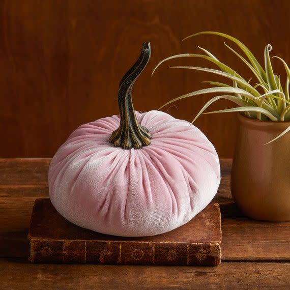 5) Large Pink Velvet Pumpkin