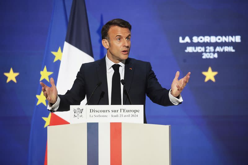 French President Emmanuel Macron holds speech on Europe's future at la Sorbonne