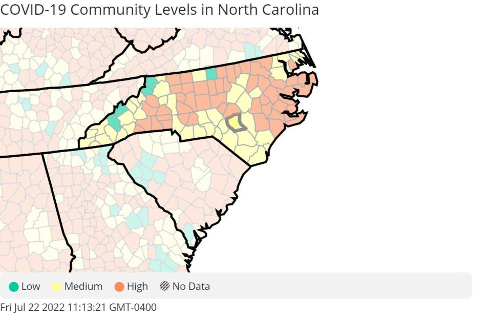 Cumberland County is at the medium level for COVID-19 transmission on July 22, 2022, according to the Centers for Disease Control and Prevention
