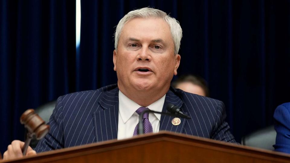 PHOTO: Chairman of the House Oversight Committee James Comer presides over a Committee hearing titled 'The Basis for an Impeachment Inquiry of President Joseph R. Biden, Jr.' on Capitol Hill, Sept. 28, 2023, in Washington. (Drew Angerer/Getty Images)