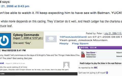 Comments made about Heath Ledger's casting as The Joker in 2006 - Credit: imgur.com/MpguI