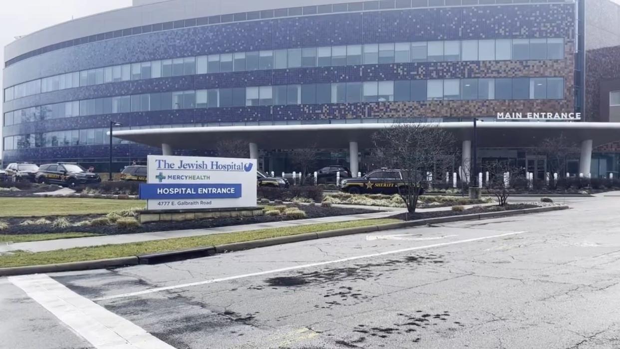 Photos and video from earlier Tuesday show several Hamilton County Sheriff’s Office vehicles parked outside Jewish Hospital.