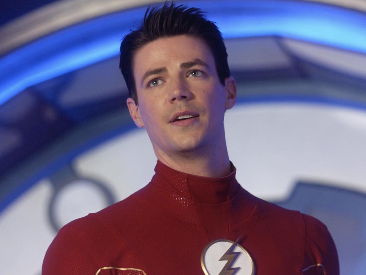 Grant Gustin dressed as The Flash on "The Flash."