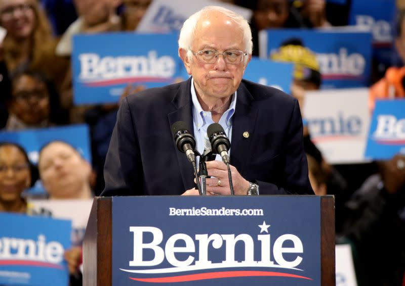 Democratic U.S. presidential candidate Senator Bernie Sanders speaks at his South Carolina primary night rally in Virginia Beach, Virginia, U.S.