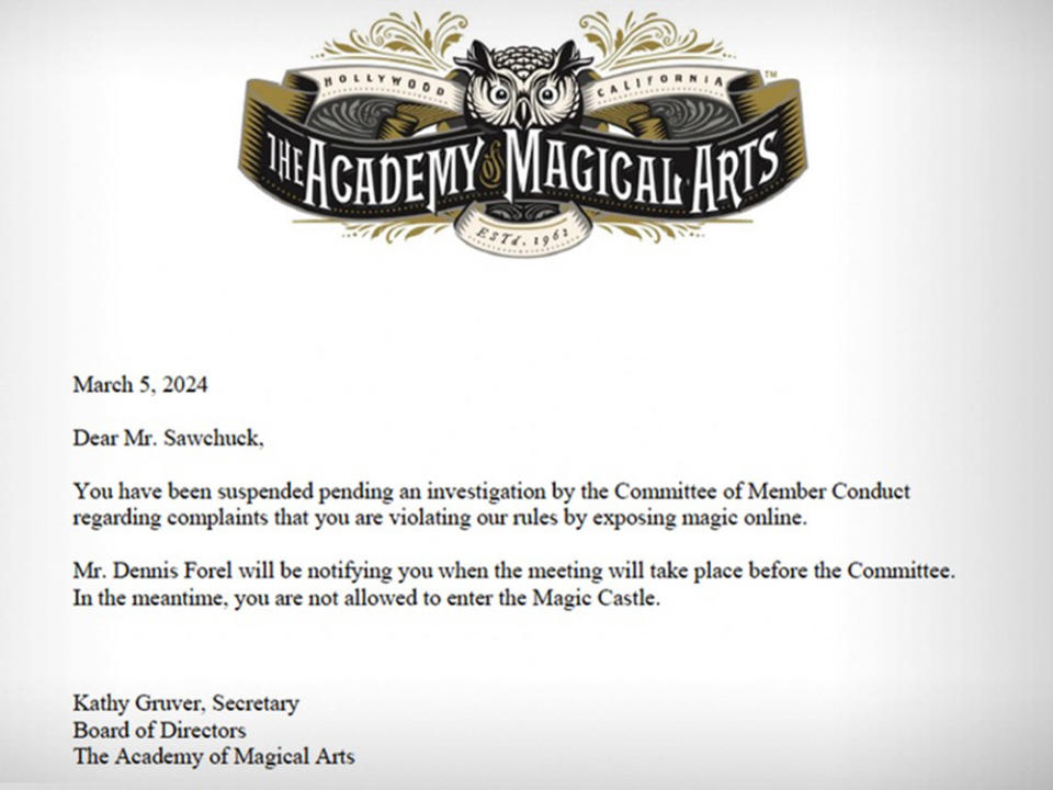 The Academy of Magical Arts Letter