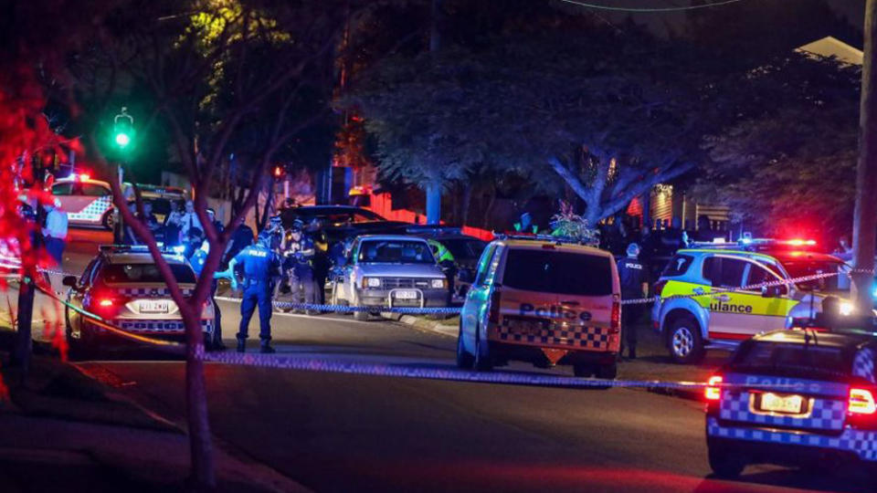 A scene from the police operation at Mount Gravatt