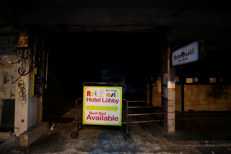 A closed backpackers hotel is seen in Bangkok