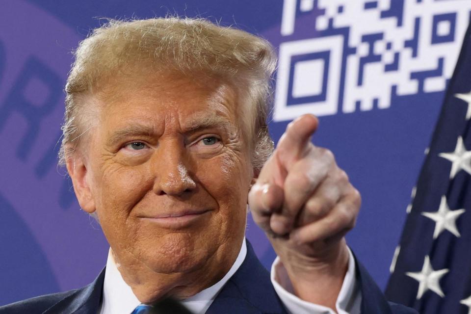 PHOTO: Republican presidential candidate and former President Donald Trump holds a campaign rally ahead of the Republican caucus in Las Vegas, Nevada, January 27, 2024. (Ronda Churchill/Reuters)