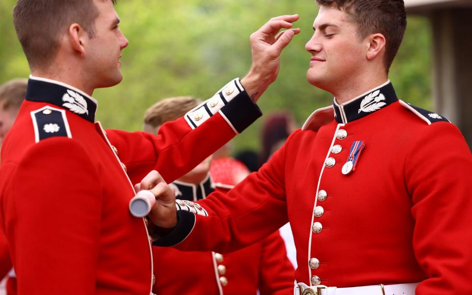 Scots Guards preparing at Wellington Barracks before Trooping the Colour - Cpl Nathan Tanuku RLC/Army