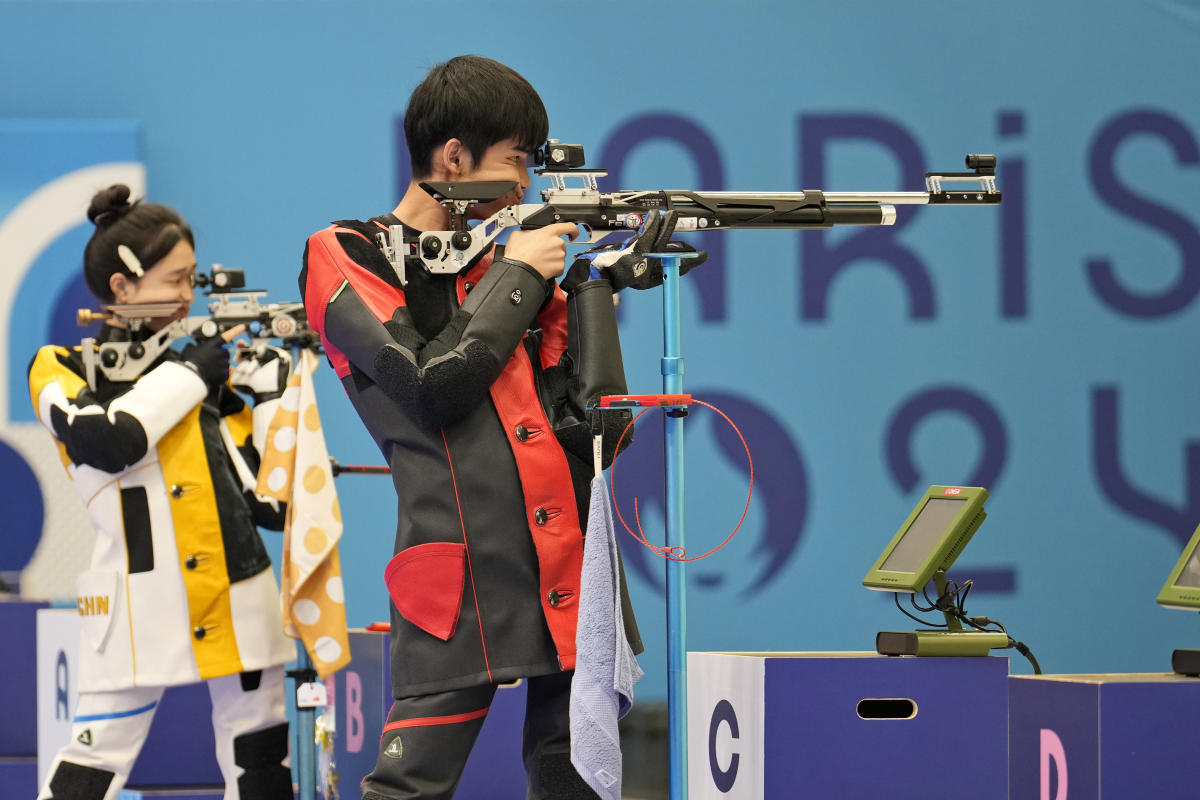 China wins the first gold medal of the 2024 Olympics in mixed team air