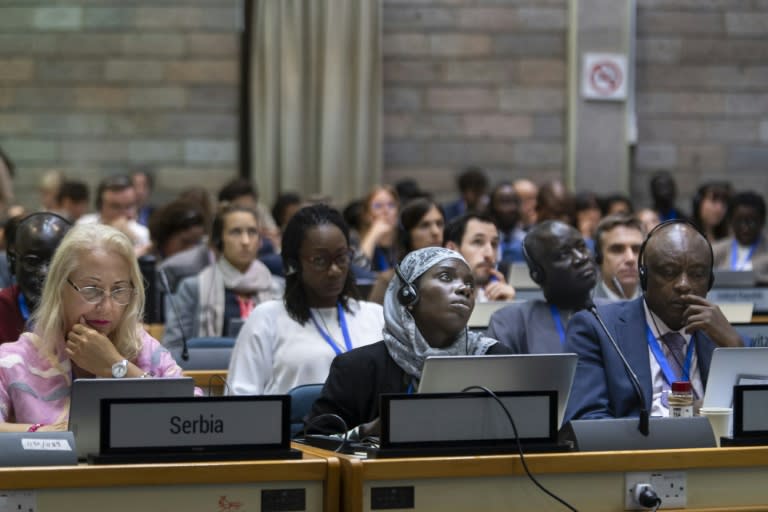 Delegates at the final day of the Intergovernmental Negotiating Committee on Plastic Pollution meeting in Nairobi on Sunday (Tony KARUMBA)