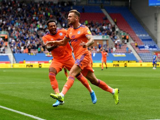 Joe Ralls celebrates scoring the first goal (PA)