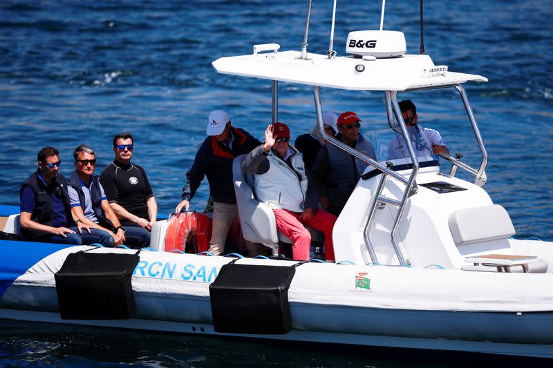 Former Spanish King Juan Carlos attends a sailing regatta at the Sailing Club in Sanxenxo