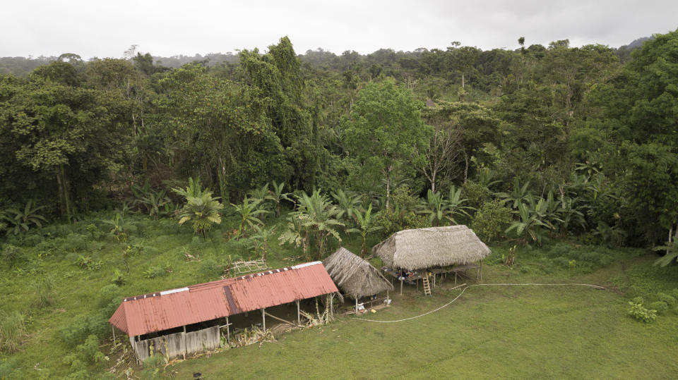 An aeriel view of the improvised temple in El Terron, Panama, where a pregnant woman and her five children died.