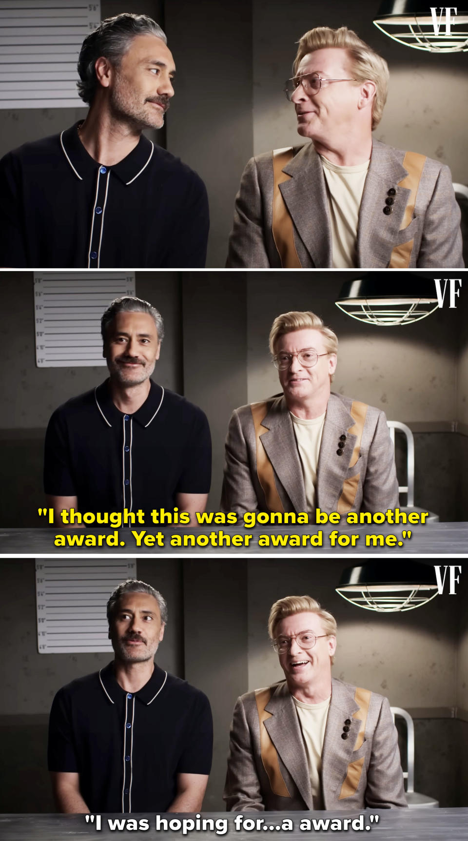 Taika and Rhys being interviewed