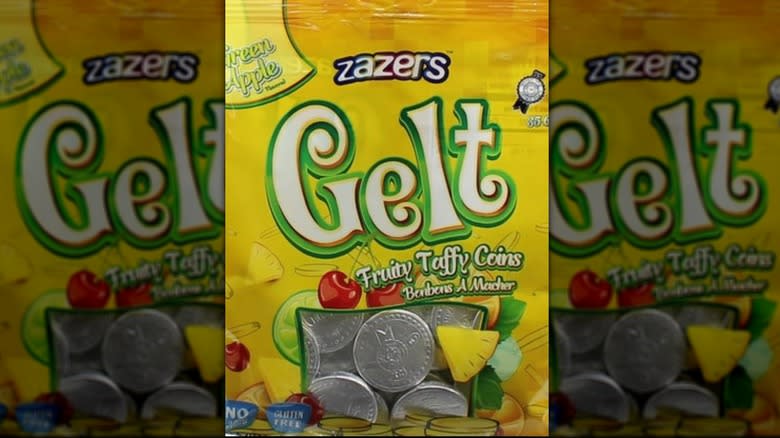 Bag of kosher Zazá Gelt candy