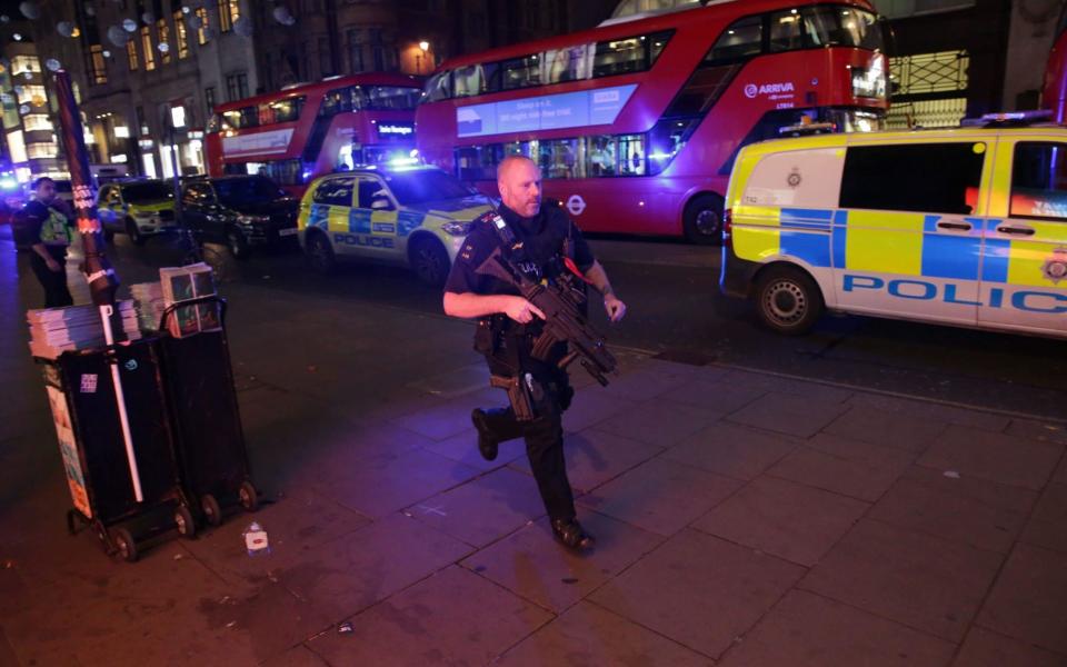 Panic was sparked in Oxford Street following false reports of a terror attack on Black Friday last year - AFP