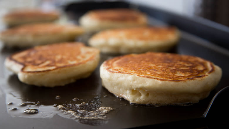 Pancakes on a griddle