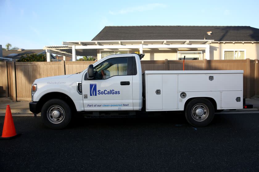 SoCal Gas Company truck on the 11600 block of Panay St. in Cypress, CA., on Friday, Jan. 6, 2023.