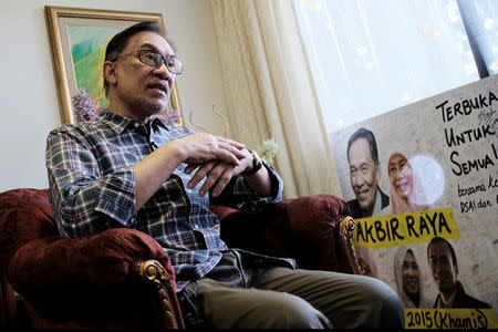 Malaysian politician Anwar Ibrahim speaks to Reuters during an interview at his house in Kuala Lumpur, Malaysia May 17, 2018. REUTERS/Stringer