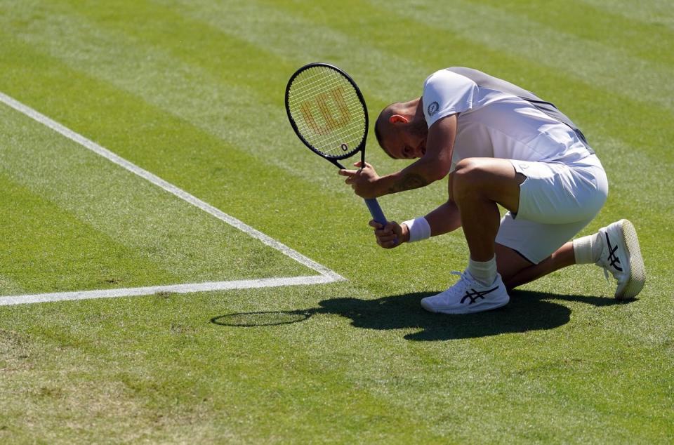 Dan Evans bowed out to Maxime Cressy (Gareth Fuller/PA). (PA Wire)