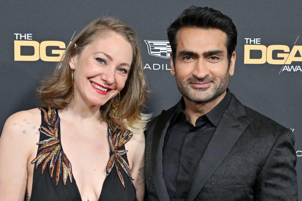 <p>Axelle/Bauer-Griffin/FilmMagic</p> Emily V. Gordon and Kumail Nanjiani in Beverly Hills on Feb. 18, 2023