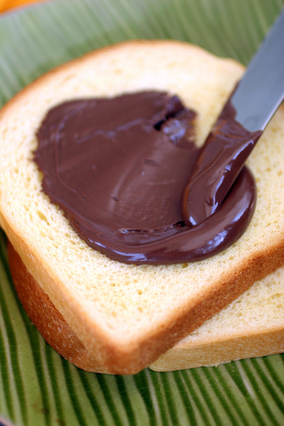 Sliced bread with nutella