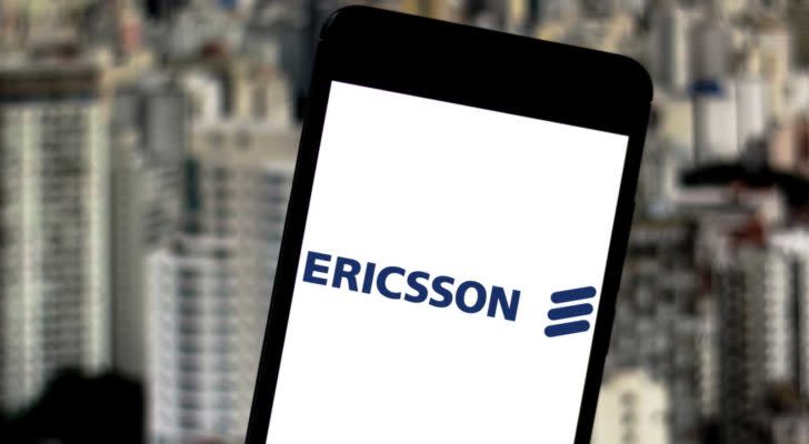 Ericsson (ERIC) logo on a smartphone screen.