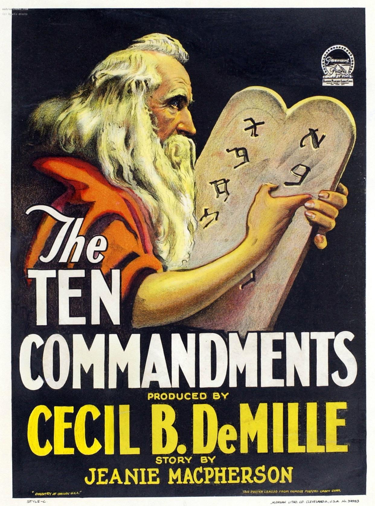 Silent film actor Theodore Roberts as Moses is featured in this poster for Cecil B. DeMille's original "The Ten Commandments" (1923), a Biblical blockbuster to be shown with live music on Wednesday, Sept. 20 at 6 p.m. at the historic Leavitt Theatre, 259 Main St., Route 1 in Ogunquit.