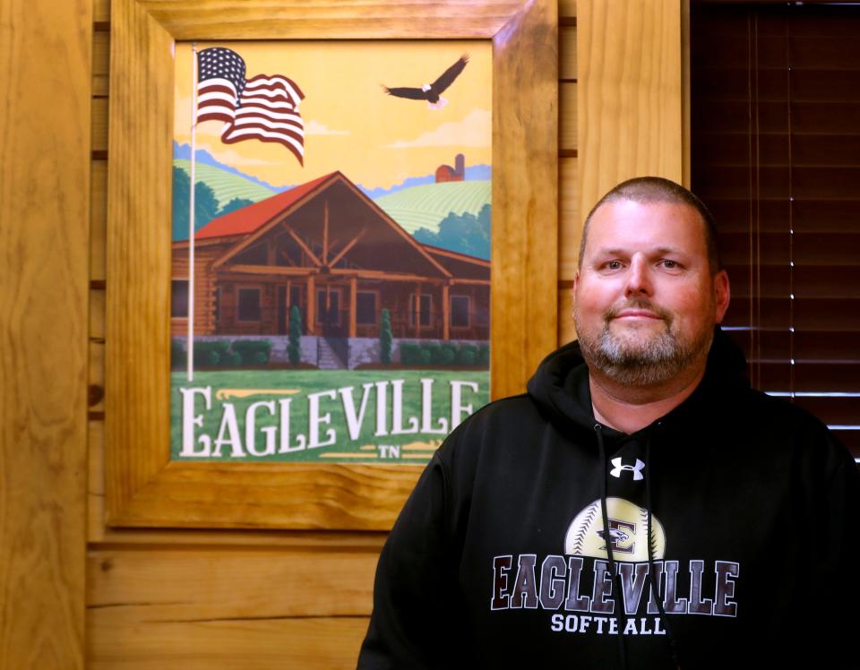 Eagleville School head softball coach and mayor Chad Leeman on Wednesday, April 3, 2024, at the Eagleville City Hall, in Eagleville, Tenn.