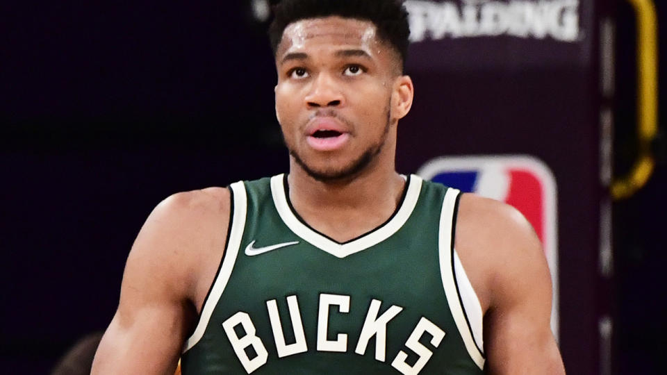 Milwaukee Bucks superstar Giannis Antetokounmpo has missed five straight games due to a knee complaint, casting doubts over one of the top NBA Fantasy performers. (Photo by Adam Pantozzi/NBAE via Getty Images)