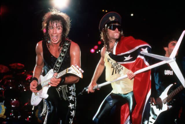 <p>Ross Marino/Getty</p> Richie Sambora and Jon Bon Jovi in 1985