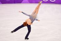 <p>Russia’s Tiffani Zagorski and Russia’s Jonathan Guerreiro compete in the ice dance free dance of the figure skating event during the Pyeongchang 2018 Winter Olympic Games at the Gangneung Ice Arena in Gangneung on February 20, 2018. / AFP PHOTO / Roberto SCHMIDT </p>