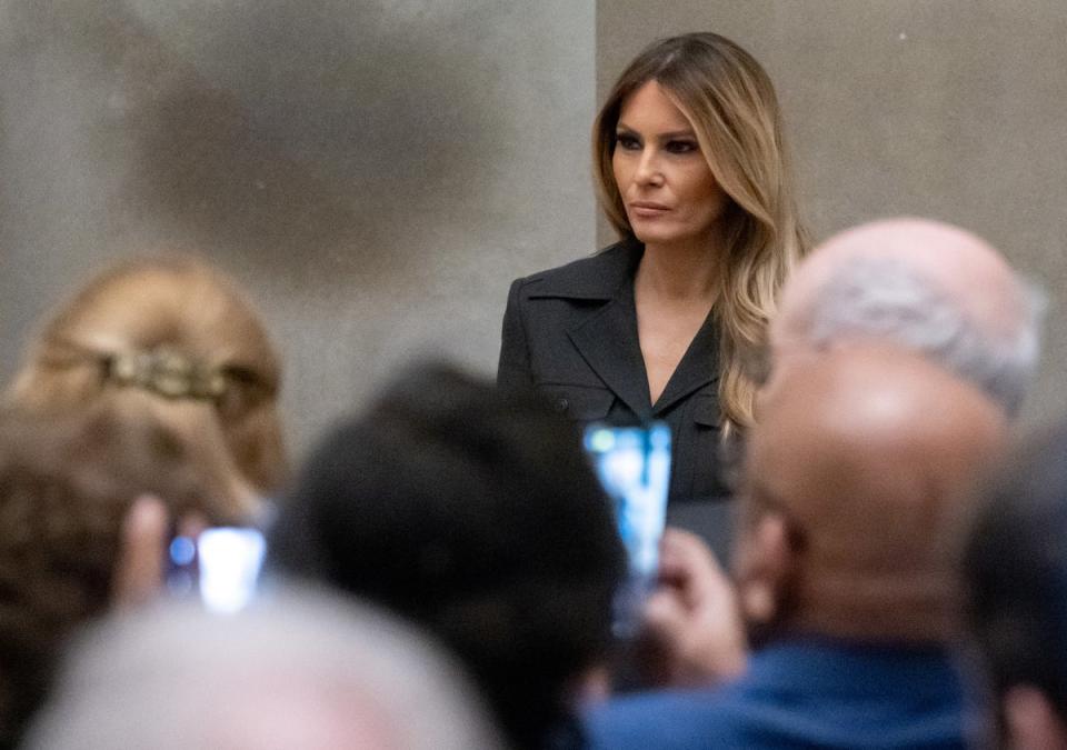 Melania Trump appears a naturalisation ceremony at the National Archives in Washington DC on 15 December. (AFP via Getty Images)