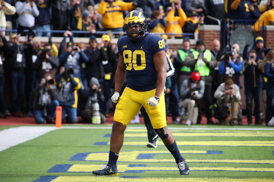 The stadiums have been turf-colored at Michigan Stadium. (Getty)