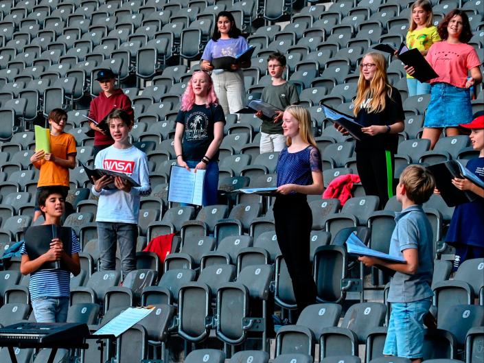 &lt;p&gt;Children&#x002019;s choir in Berlin rehearse with social distancing&lt;/p&gt; (AFP via Getty Images)