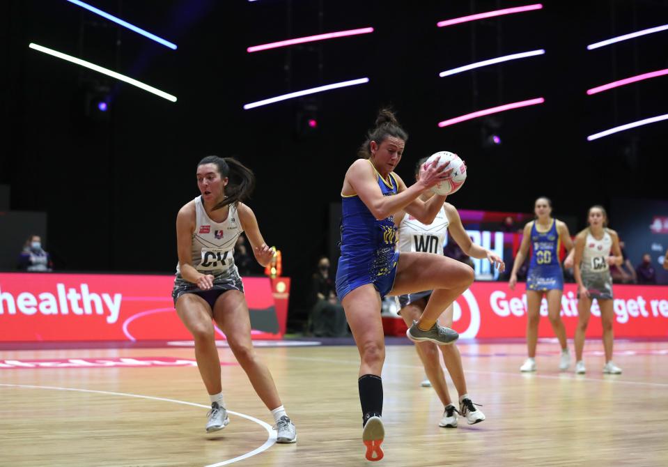 <p>Rachel Shaw of Team Bath in action in the Vitality Netball Superleague</p> (Getty)