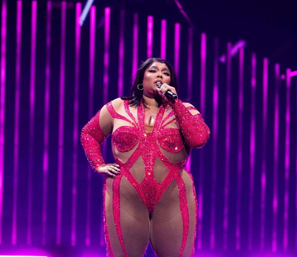 Lizzo performs at Bridgestone Arena  in Nashville , Tenn., Sunday, Oct. 23, 2022.