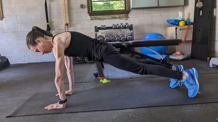 Woman demonstrates mountain climbers