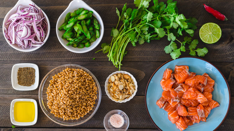 Ingredients in bowls