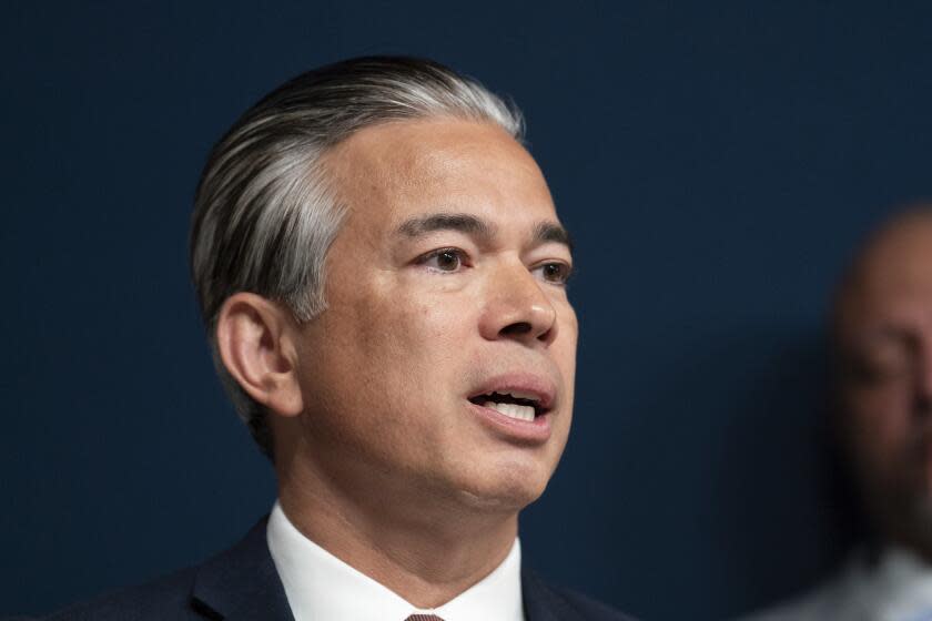 Attorney General Rob Bonta, discusses three bills signed by Gov. Gavin Newsom to strengthen California's gun control laws during a news conference in Sacramento, Calif., Tuesday Sept, 26, 2023.(AP Photo/Rich Pedroncelli)