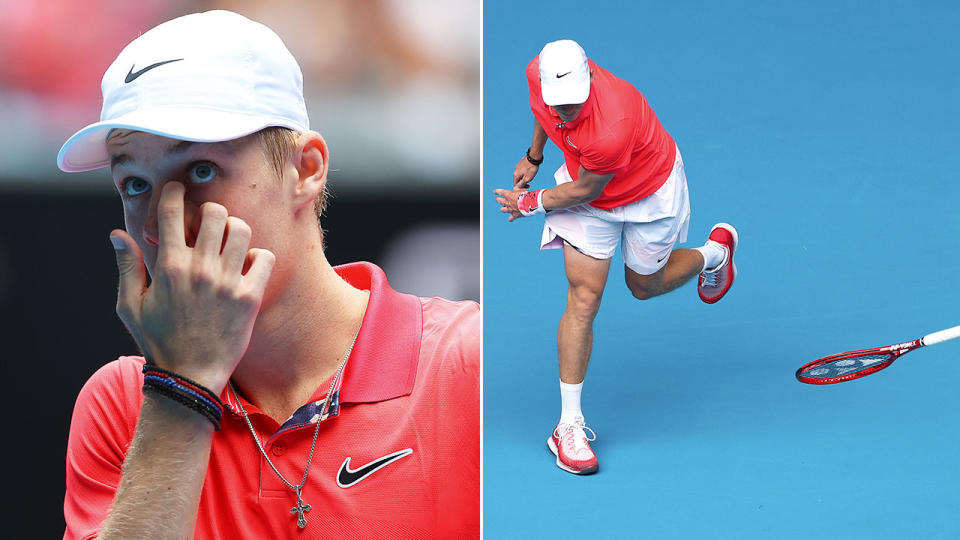 Seen here, Denis Shapovalov's temper got the better of him in a first round loss at the Australian Open.